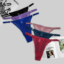 新款外贸跨境女士内裤 简约纯色网纱性感情趣女式丁字裤Panties