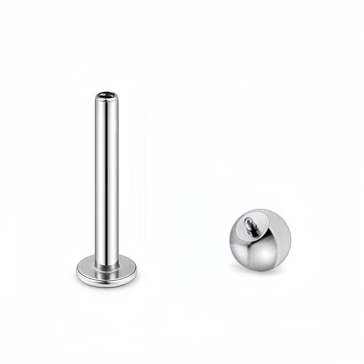 Metal earrings, lip piercing