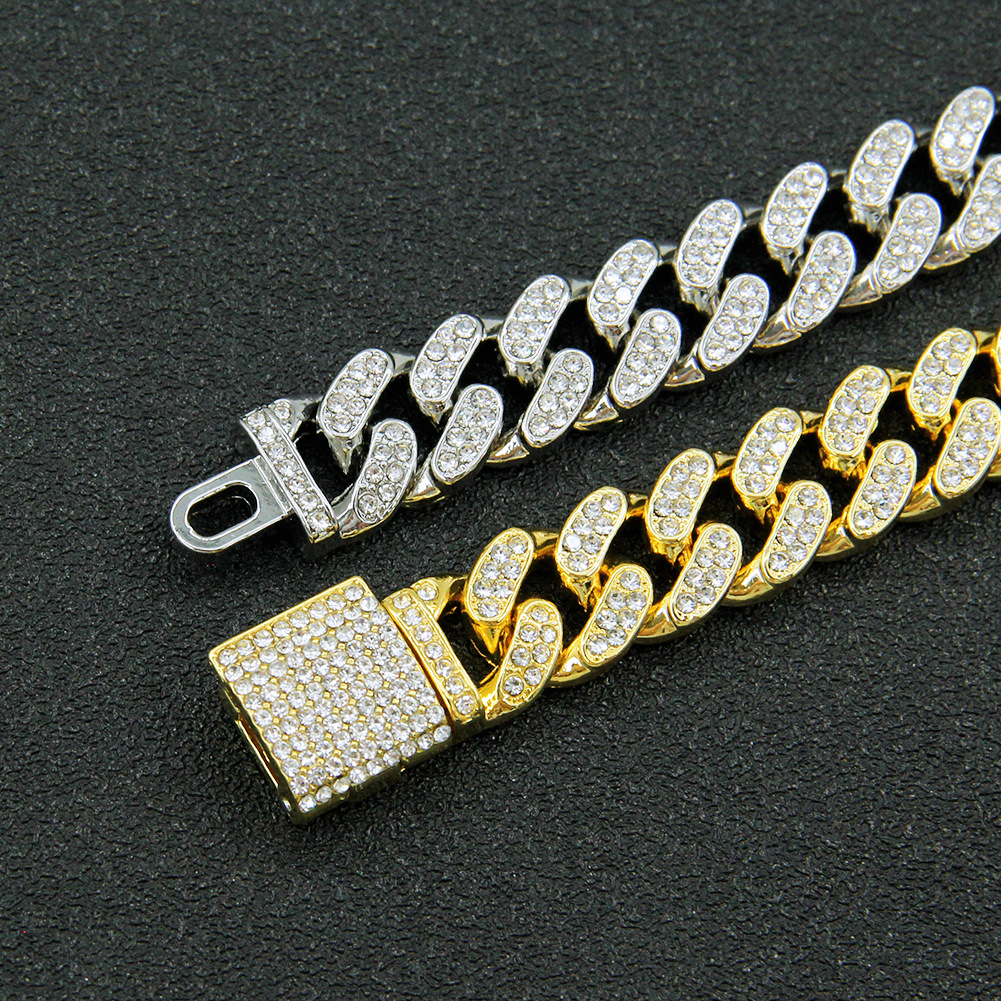 Geometric Pattern Men'S Gender Diamond Design Hip-Hop Geometric Alloy Diamond Men'S Bracelets Men Chain Bracelets