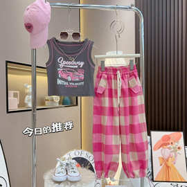 女童夏装爵士舞舞蹈服套装2026新款大童表演背心工装裤运动两件套