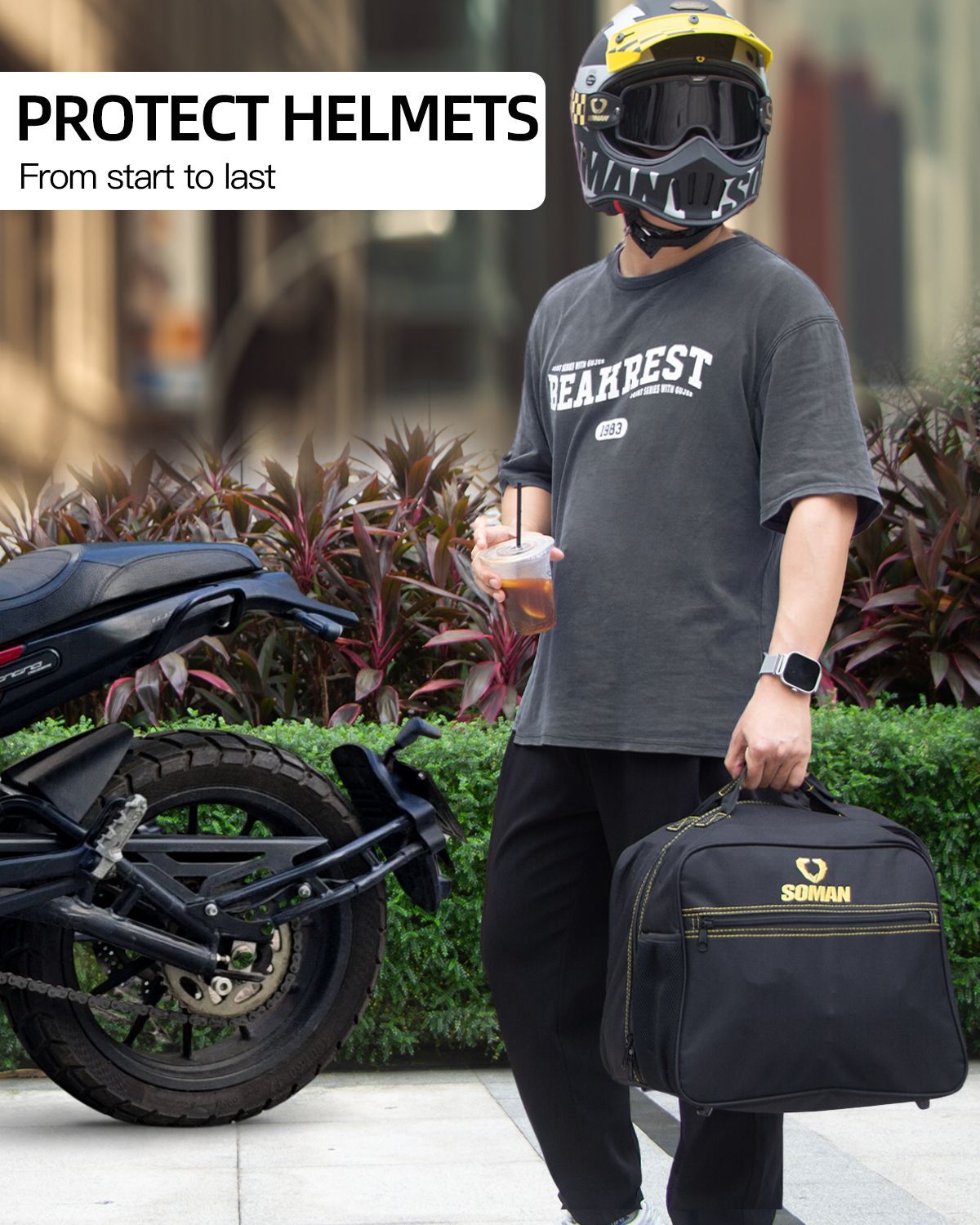 Cross-Border Motorcycle Helmet Protective Bag 900D Oxford Cloth Rear Seat Bag Large Capacity Rear Trunk Bag Waterproof