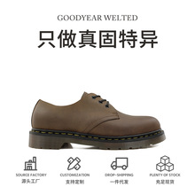 2025新款固特异棕色疯马皮低帮马丁鞋男复古男士真皮现货马丁靴
