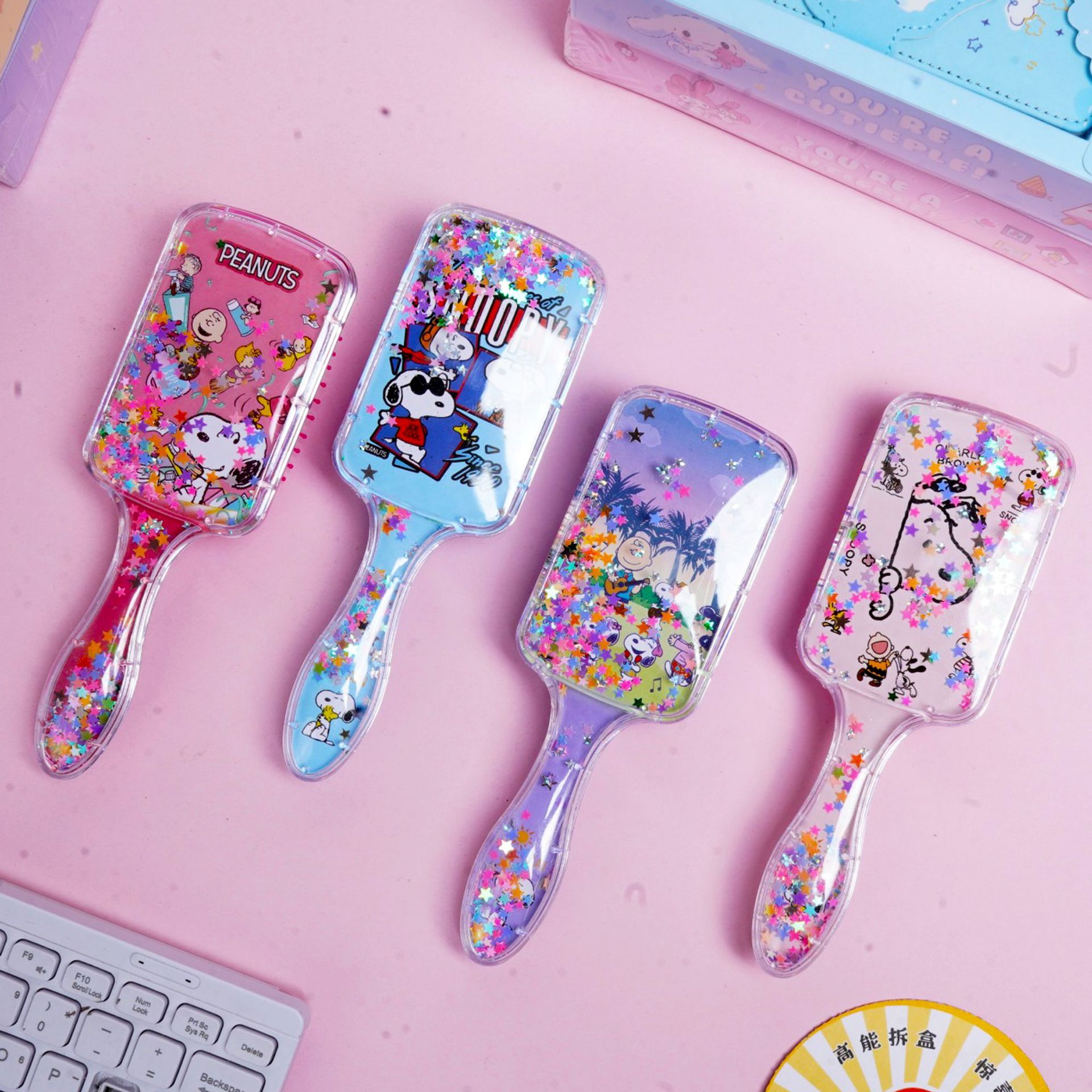 Transfronterizos Labubu Airbag Pein de dibujos animados de alto valor facial Labubu Sand Moving Sequin Pein de pelo Pein de masaje Airbag Pein Comercio Exterior