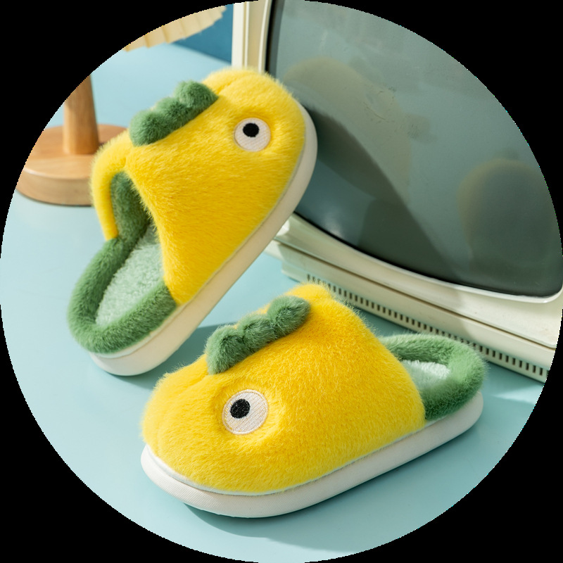 Zapatillas Cixi Uno 2024 Nuevas Pantuflas de Algodón para Niños con Diseño 3D de Dragón, Pantuflas de Casa para Niños Pequeños y Niños.