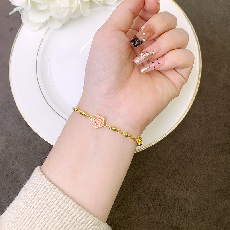 Nuevo chino vietnamita arena oro pulsera esmalte color mariposa joyería de mano mujer ligera de lujo estilo de alta calidad joyería suministro