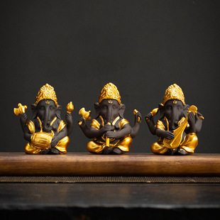 Purple Sand Tea Pet Southeast Asian Ganesha Ornaments Desktop Entrance Living Room Thai Ganesha Crafts Decorative Furnishings