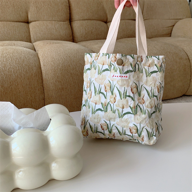 75g Weight Magnetic Buckle Closure Type Top Handle Strap Type Handbag Bags Type Casual Occasion Canvas Material Flower Pattern Spring&Summer Season Women's Gender Vacation Style Square Shape Women's Canvas Flower Vacation Square Magnetic Buckle Handbag 10