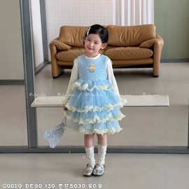 女童连衣裙秋季女宝宝洋气生日礼服纱裙新款小女孩背心公主裙