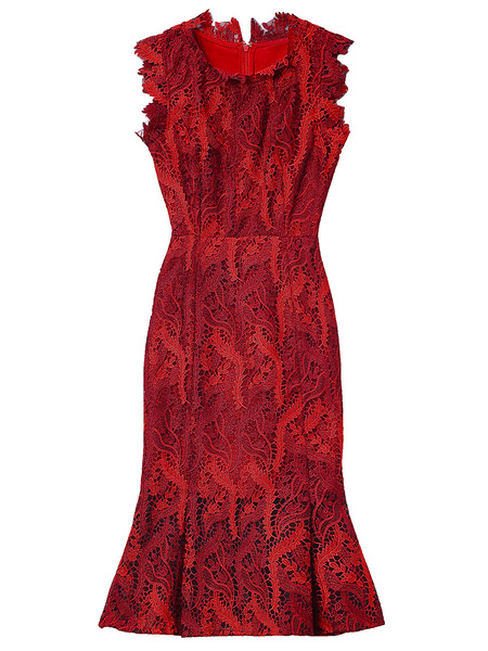 Fashionable and high-end embroidered lace sleeveless fishtail skirt