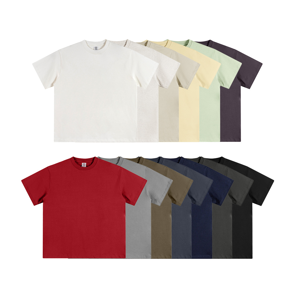 2025 marca de tendencia pesada de verano 345G básica juvenil camiseta de algodón relajada de manga corta de verano relajada
