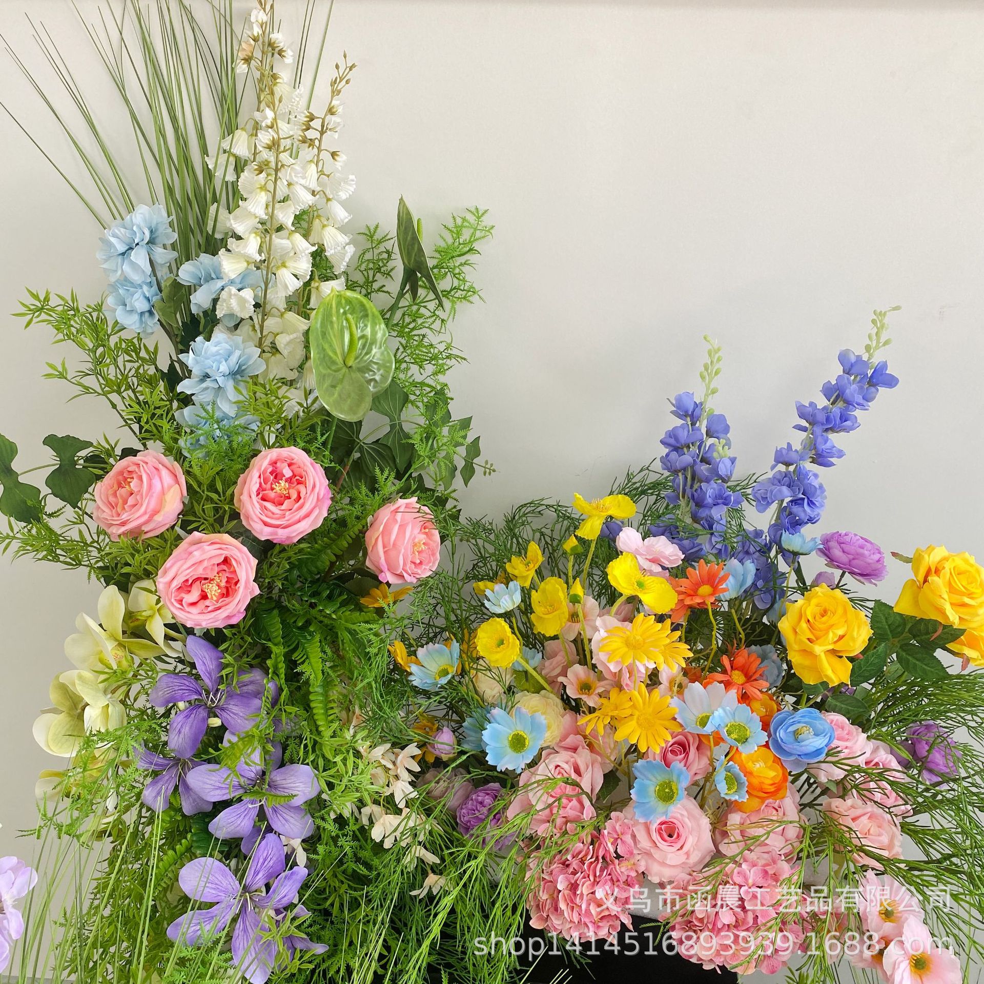 Monet jardín viento de imitación floral francesa pequeña fresca boda al aire libre decoración de ventanas de hotel flores falsas