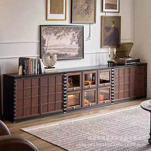 Combination Cabinet Solid Wood Living Room Cabinet New Chinese Style TV Cabinet Middle Ancient Bedside Table Storage Cabinet New Furniture Bedroom