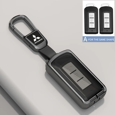 Suitable for Gac Mitsubishi Key Car key bag - transparent-black-tpu-type-a-transparent-black-tpu-zinc-alloy-car-logo-square-buckle