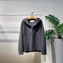 现货2025冬季新款宽松休闲极简拼接连帽双面呢大衣外套 5GA170291