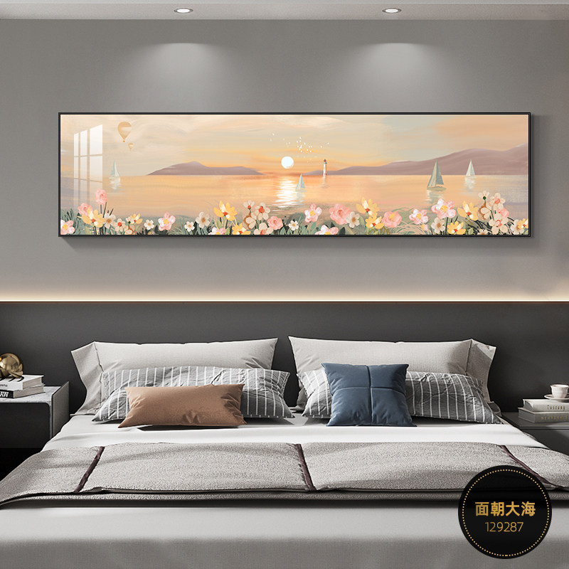 Decoración del dormitorio cuelga la cabeza de la cama pintura cálida Fu Lu sala de estar dormitorio principal pintura de pared de fondo mural de habitación moderna simple image 10