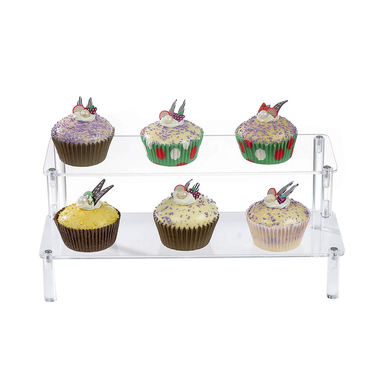 亚克力展示架2层纸杯蛋糕甜点架化妆香水架收藏品展示柜台玻璃