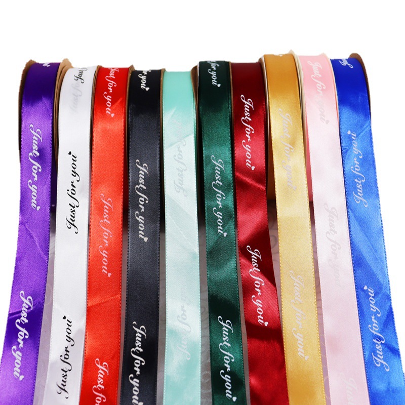 맞춤형 2.5CM 영어 축복 리본 인쇄 폴리 에스테르 벨트 꽃 번들 포장 신발 모자 넥타이 번들 선물 상자 리본