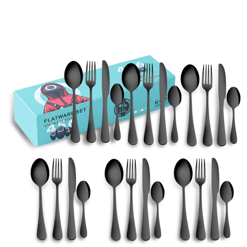 Amazon transfronteriza 1010 vajilla de acero inoxidable conjunto de 24 piezas cuchillo de filete occidental, tenedor y cuchara traje de celebridad de Internet regalo de vacaciones