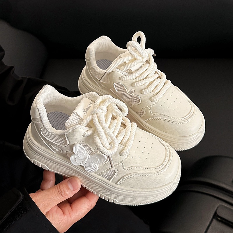 Atmungsaktive, weiße Mesh-Sneaker für Mädchen – leichte, rutschfeste Freizeitschuhe für Kleinkinder und Schulkinder_voghion.com