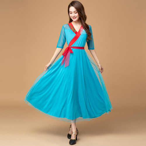Luoshen Spring and Summer New Square Dance Costume Set Women's Classical Ethnic Dress Performance Hanfu Performance Dance Costume