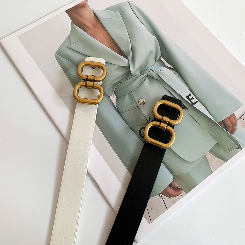 Women's Versatile Simple Retro Holeless Square Buckle Belt, 2021 New Style, Decorative Belt for Denim Jeans, Factory Wholesale