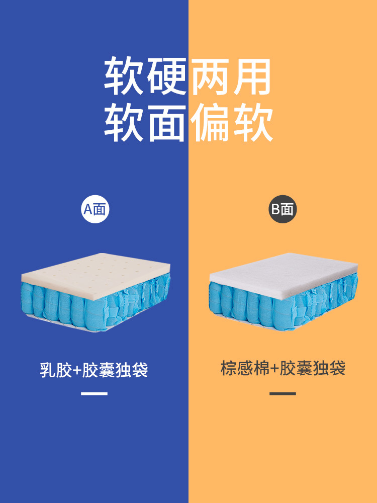 乳膠獨立彈簧卷壓縮床墊薄款軟硬兩用1.8米雙人床 閃睡9c15c