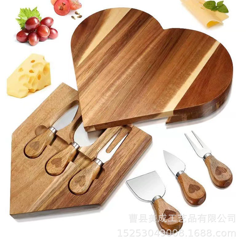 Новый стиль сердцевидной акации сырная разделочная доска кухня сырная доска для пиццы деревянный деликатесный поднос легкий и роскошный набор