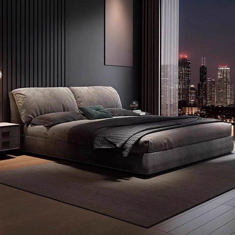 Elephant Ear Technology Velvet Fabric Bed Modern Minimalist 1.8m Double Master Bedroom Large Bed Italian Minimalist Storage Wedding Bed