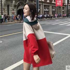 孕妇装2023新款秋冬套装洋气时髦冬装上衣加绒加厚撞色连帽卫衣潮