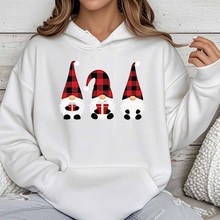 跨境圣诞格子帽小矮人印花连帽卫衣外贸亚马逊temu wish