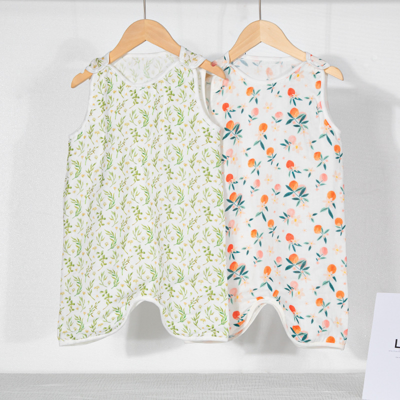 Muslin Summer Four-Layer Six-Layer Bamboo Cotton Gauze Breathable Baby Sleeping Bag Vest-Style Sleeping Bag Children's Baby Sleeping Bag