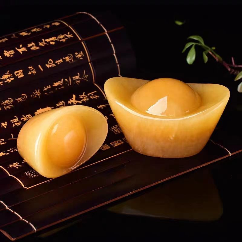 聚才元宝摆件玉米黄玉客厅玉石玄关家居装饰