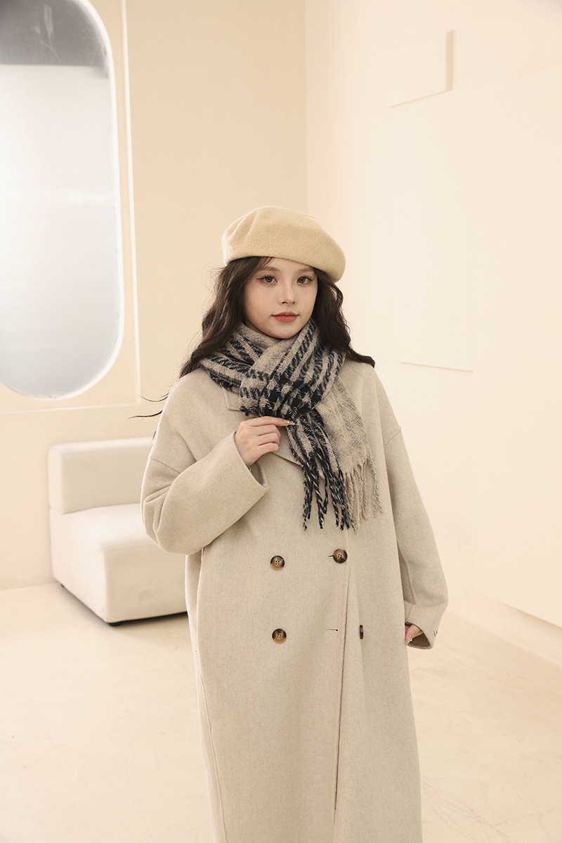 Version coréenne de l'écharpe Qianniao pour femme, polyvalente en hiver, châle à carreaux épais, écharpe haute, cadeau d'anniversaire pour_voghion.com