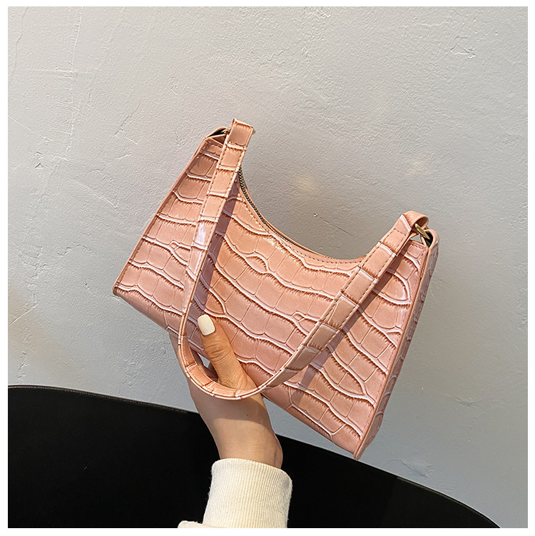 PU Leather Material Crocodile Pattern Women's Small Pu Leather Crocodile Fashion Square Zipper Underarm Bag