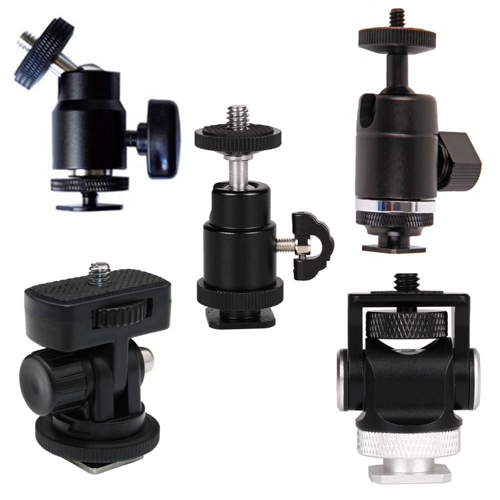 Soporte de cabeza de zapata caliente de cámara SLR flash Cabeza pequeña giratoria de 360 ° Cabeza universal de zapata caliente de metal completo