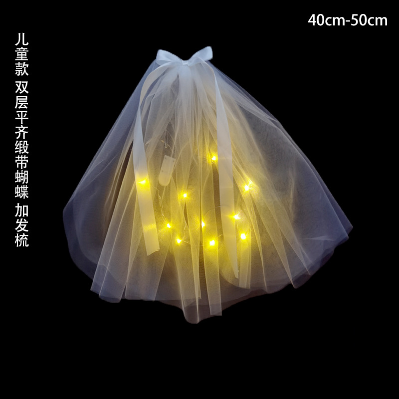 儿童双层平齐缎带蝴蝶结