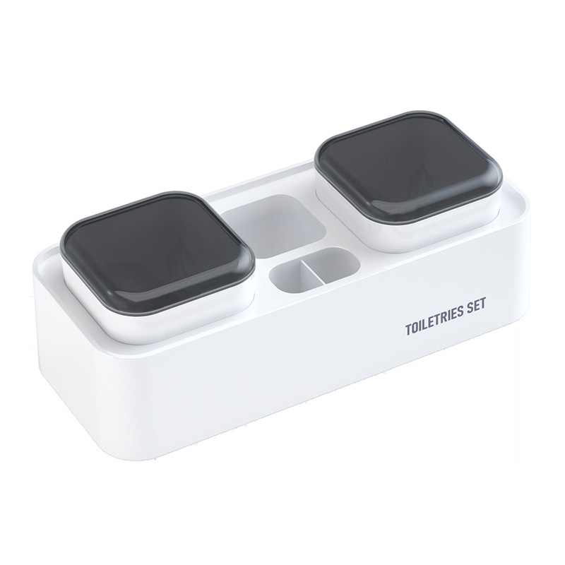 Estante de cepillo de dientes para el hogar, taza de enjuague bucal sin perforación para el baño, taza de cepillo para dientes, juego de caja de almacenamiento de pared para el baño