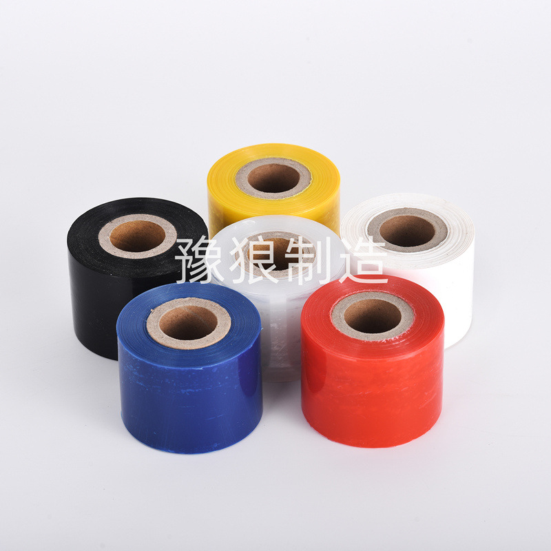 Película estirable de color personalizada Película estirable de PE automucosa sellada de 5cm Película de embalaje personalizada roja, amarilla, azul y verde