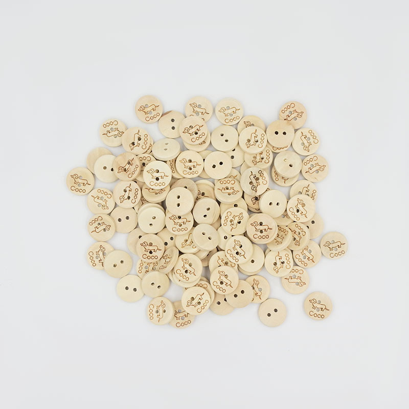 15mm suministro directo de fábrica costura a mano de madera Coco cachorro botones decorativos de bricolaje de madera adornos
