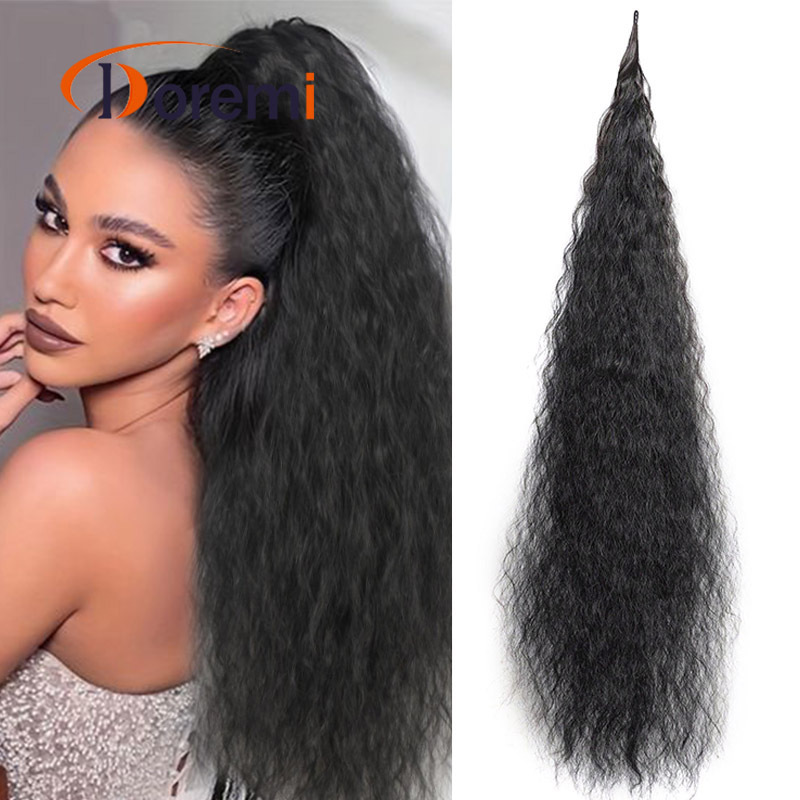 Unisex around wig ponytail chemical fiber fluffy magic wand ponytail corn silk extended version_voghion.com