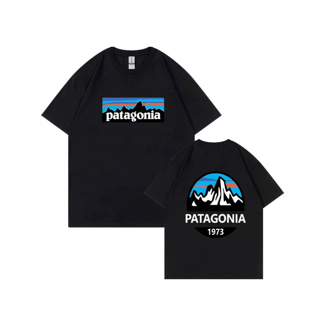 Летняя повседневная свободная футболка с короткими рукавами и круглым вырезом Patagonia Patagonia Mountain Peak для мужчин и женщин, пар