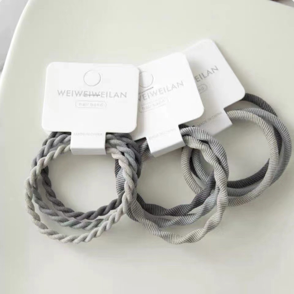 Ins viento frío gradiente gris 3 correas para el cabello gruesas y de alta elasticidad bandas de goma para atar el cabello