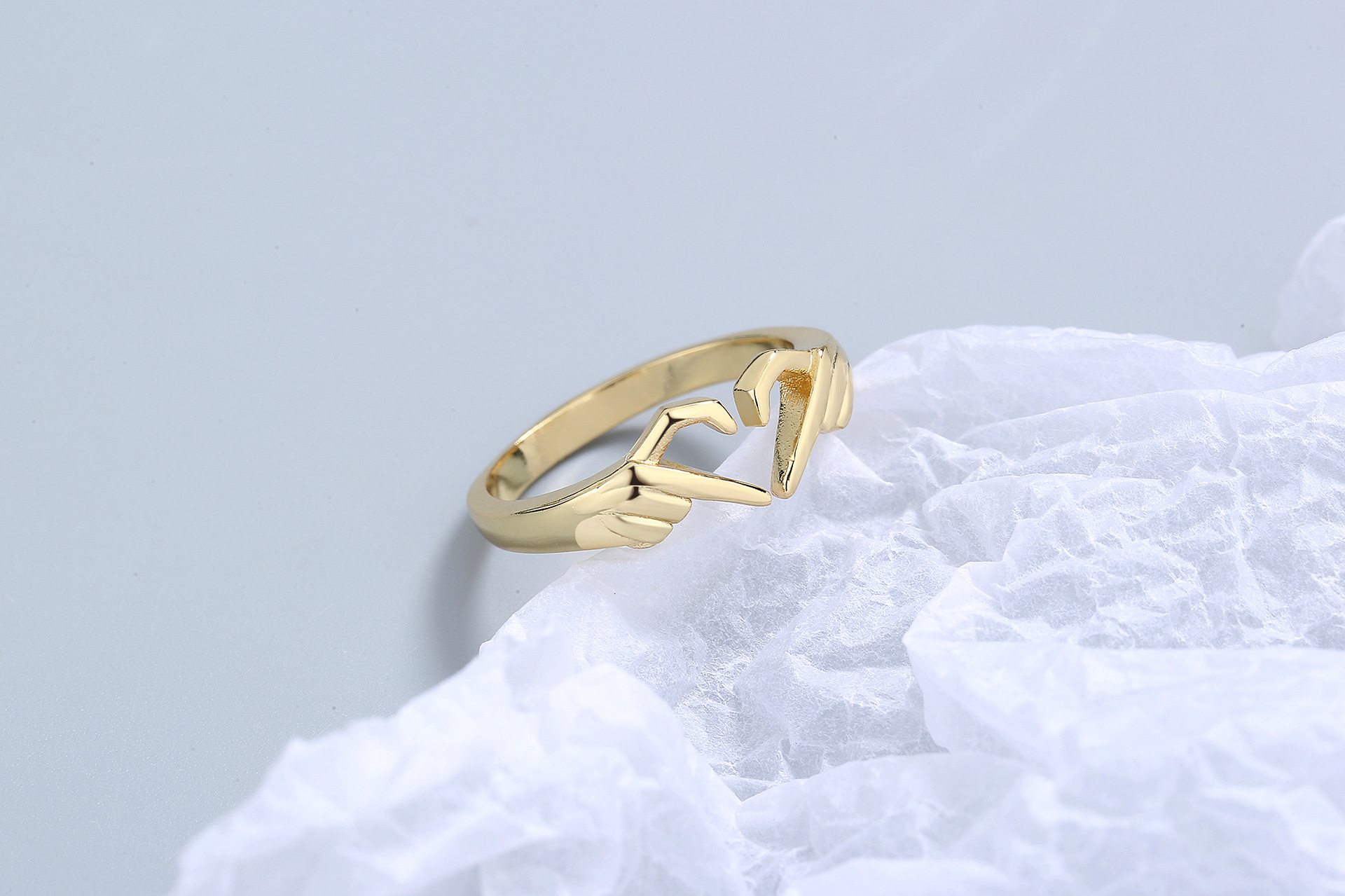 Fashion Hand Heart Shape Copper Plating Hollow Out Open Ring 1 Piece