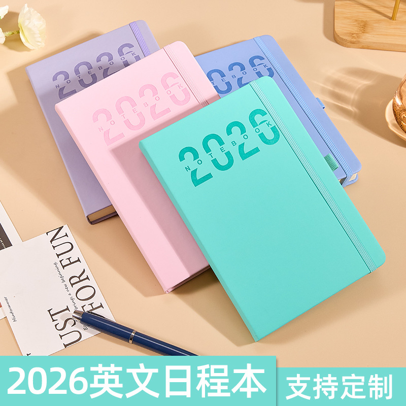 Calendario en español de 2026 Gestión del tiempo en inglés Autodisciplina Plan de tarjetas perforadas Cuaderno de notas Subpersonalización