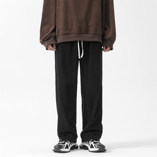 LKTM Men's #Retro Corduroy Casual Pants Men's Ins Trendy Brand Youth Loose Drawstring Loose Wide Leg Pants