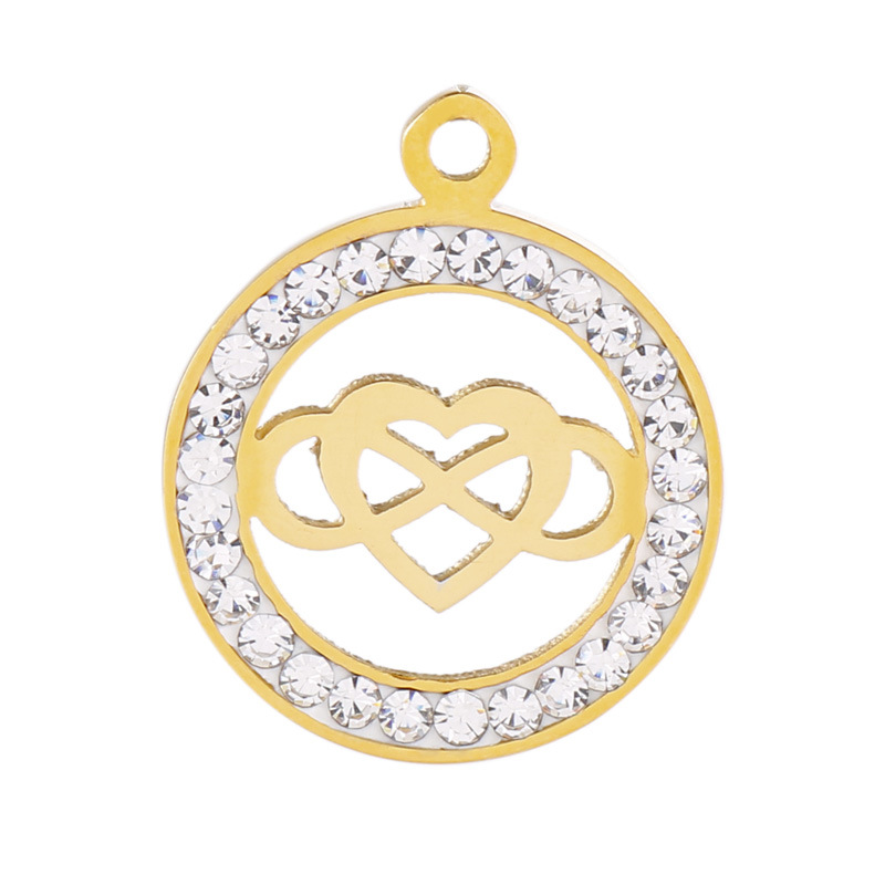 Infinity, Heart Shape Pattern 1 Piece Stainless Steel Zircon 18K Gold Plated Infinity Heart Shape
