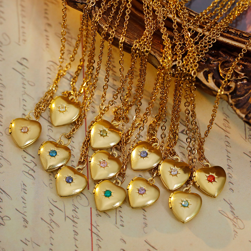 유럽과 미국 12 출생 사랑 사진 앨범 오프닝 및 닫는 목걸이 12 월 출생 돌 새로운 목걸이 어머니의 날 액세서리 선물