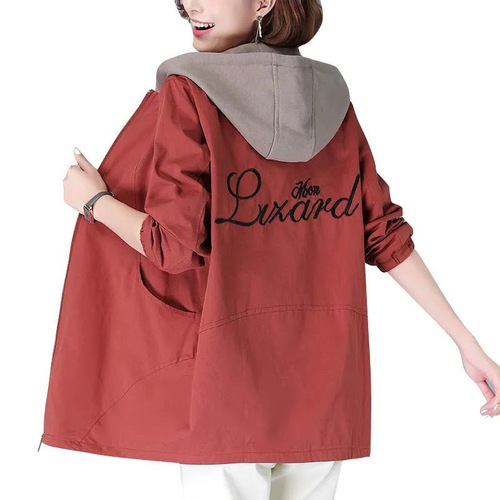 Women's Long-Sleeve Fashionable Puffer Jacket with Embroidery and Color Matching, 2025 Spring and Autumn Season Korean Style Loose Plus Size Thin Outerwear