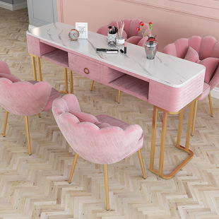 New Manicure Table Imitation Marble Two-Story Nail Salon Table and Chair Set Special Price Light Luxury Single and Double Manicure Table