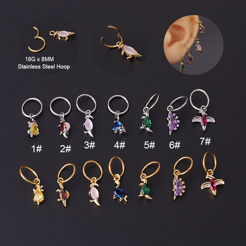 Ear Cartilage Rings & Studs Fashion Animal 316 Stainless Steel  Copper Plating display picture 1